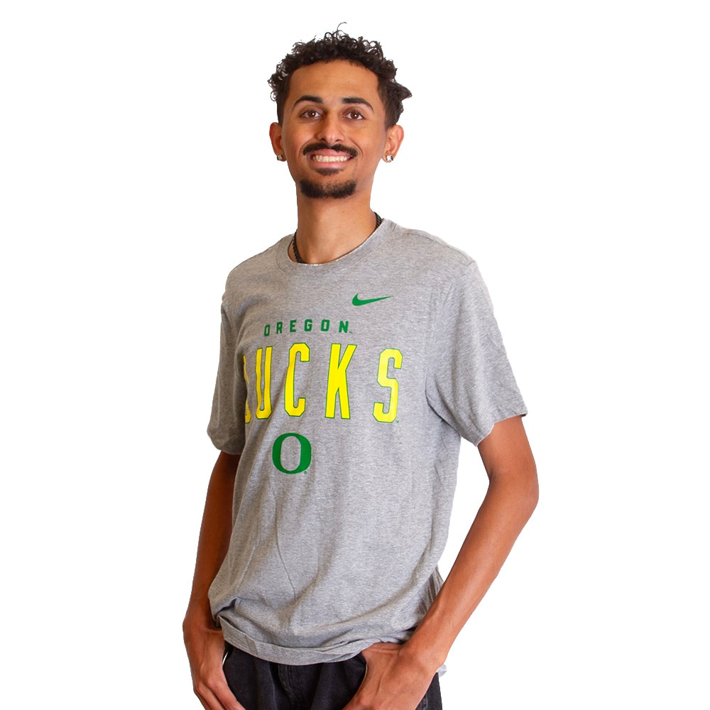 Classic Oregon O, Nike, Grey, Crew Neck, Cotton Blend, Men, T-Shirt, 798019